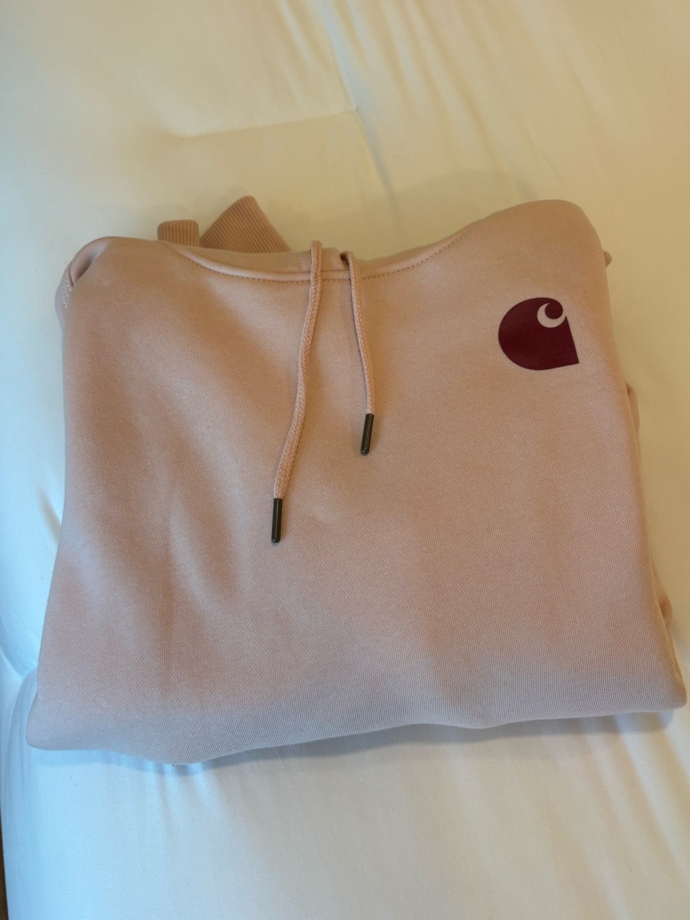 Carhartt Women's Dusty Pink Crewneck Sweatshirt with Maroon Logo